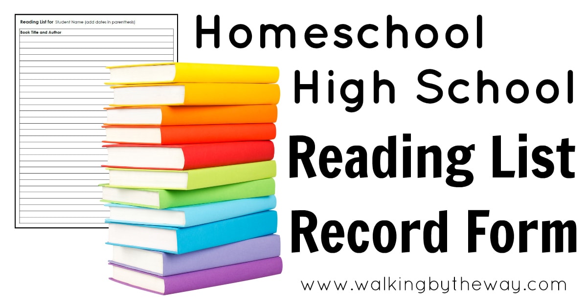 Homeschool High School Reading List Record Form