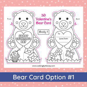 Free Printable 3D Bear Valentine Card for Kids - Walking by the Way